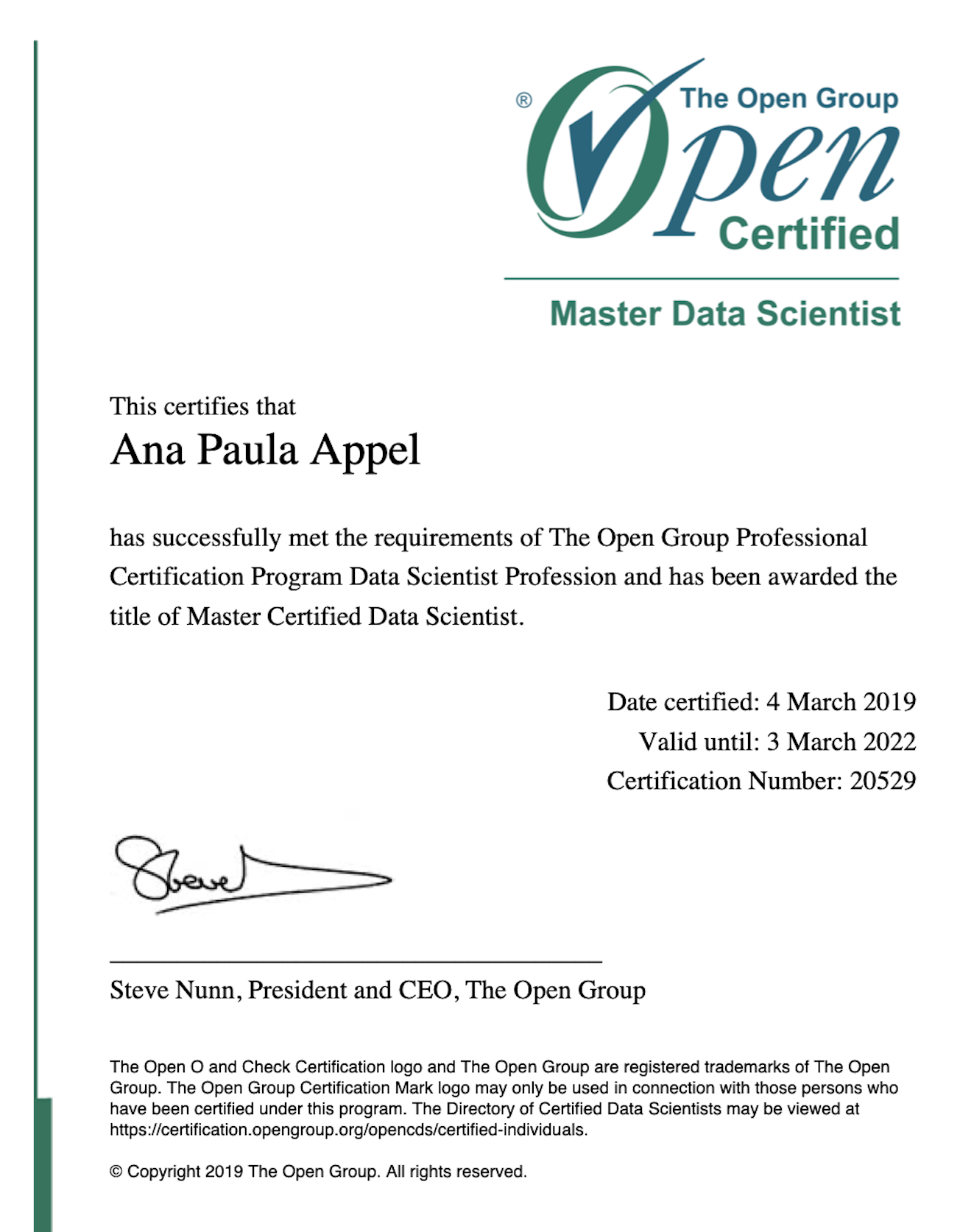 Open Group Certification Data Cience